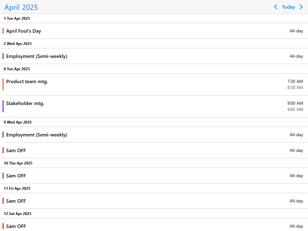 Agenda optimized for printing and PDF export. Print it individually or add it to your pages.