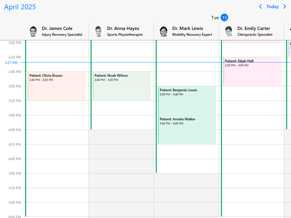 Mobiscroll Scheduler Availability planner & appointment manager Doctors appointment and availability scheduler. Layer patient appointments on top of doctors availability windows.