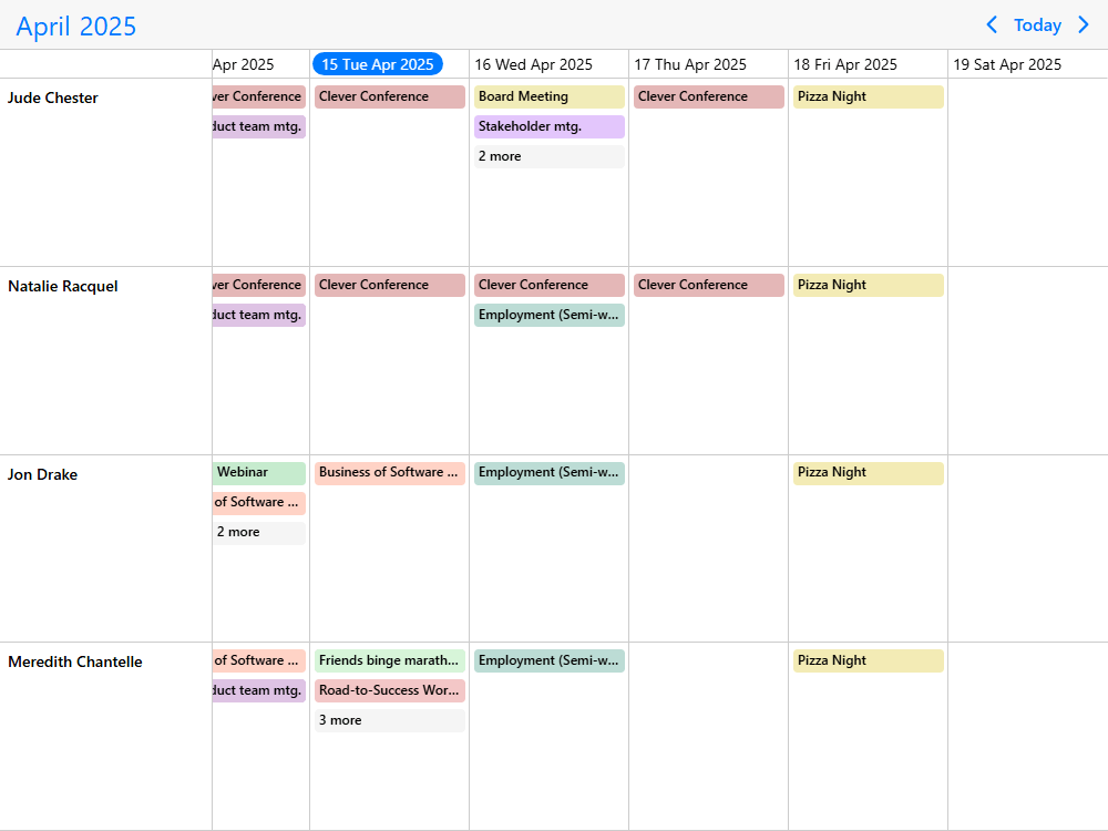 Mobiscroll Timeline Set event stack size Timeline with the option of controlling how many events are rendered happening at the same time. Hide concurrent events.