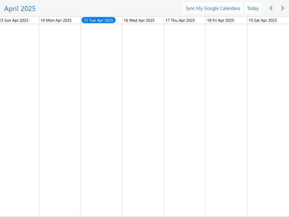 Mobiscroll Timeline Sync events to google calendar Timeline with google integration. Add, edit, delete & show events from authorized private google calendars.