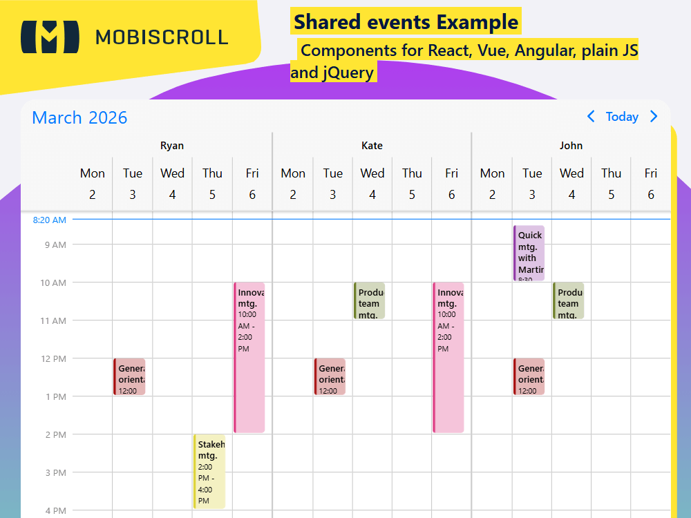 Display and manage shared events in one place. lets you show multiple people’s schedules in a single calendar with seamless coordination.