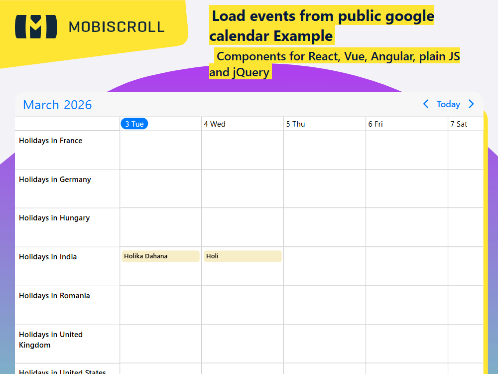 Load and display public Google Calendar events in. Connect to a calendar feed and show events directly on your website.