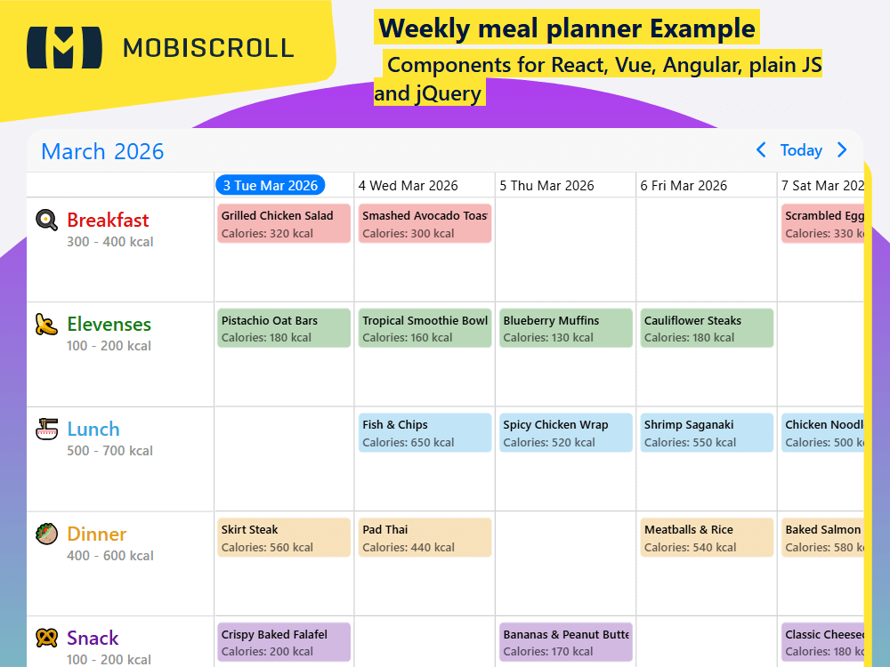 Plan your week’s meals with. Create and edit breakfast, lunch, and dinner schedules using a clean, editable timeline layout.