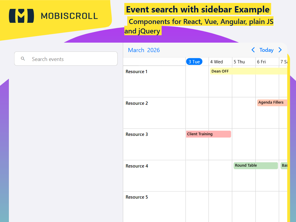 Add a sidebar search to the timeline for quick event lookup. Browse, filter, and explore results in a clean two-pane layout.