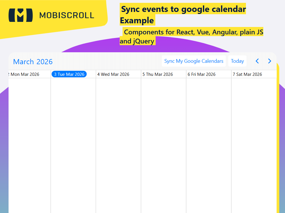 Sync with Google Calendar to manage events seamlessly. Add, edit, delete, and display private calendar data via secure API access.