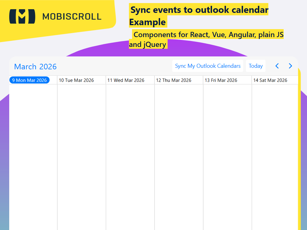 Sync with Outlook Calendar to manage events securely. Add, edit, delete, and display data from authorized Microsoft accounts.