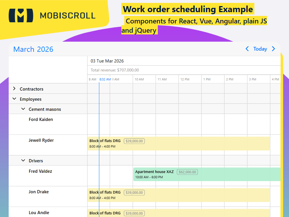 Plan and track work orders visually with. Use the timeline view for construction projects, assets and employee scheduling.