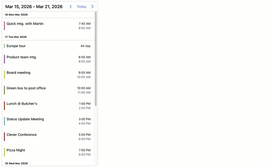 Agenda responsive behavior