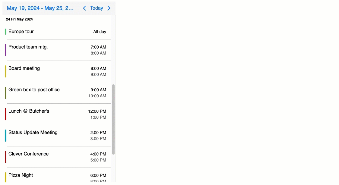 Agenda responsive behavior