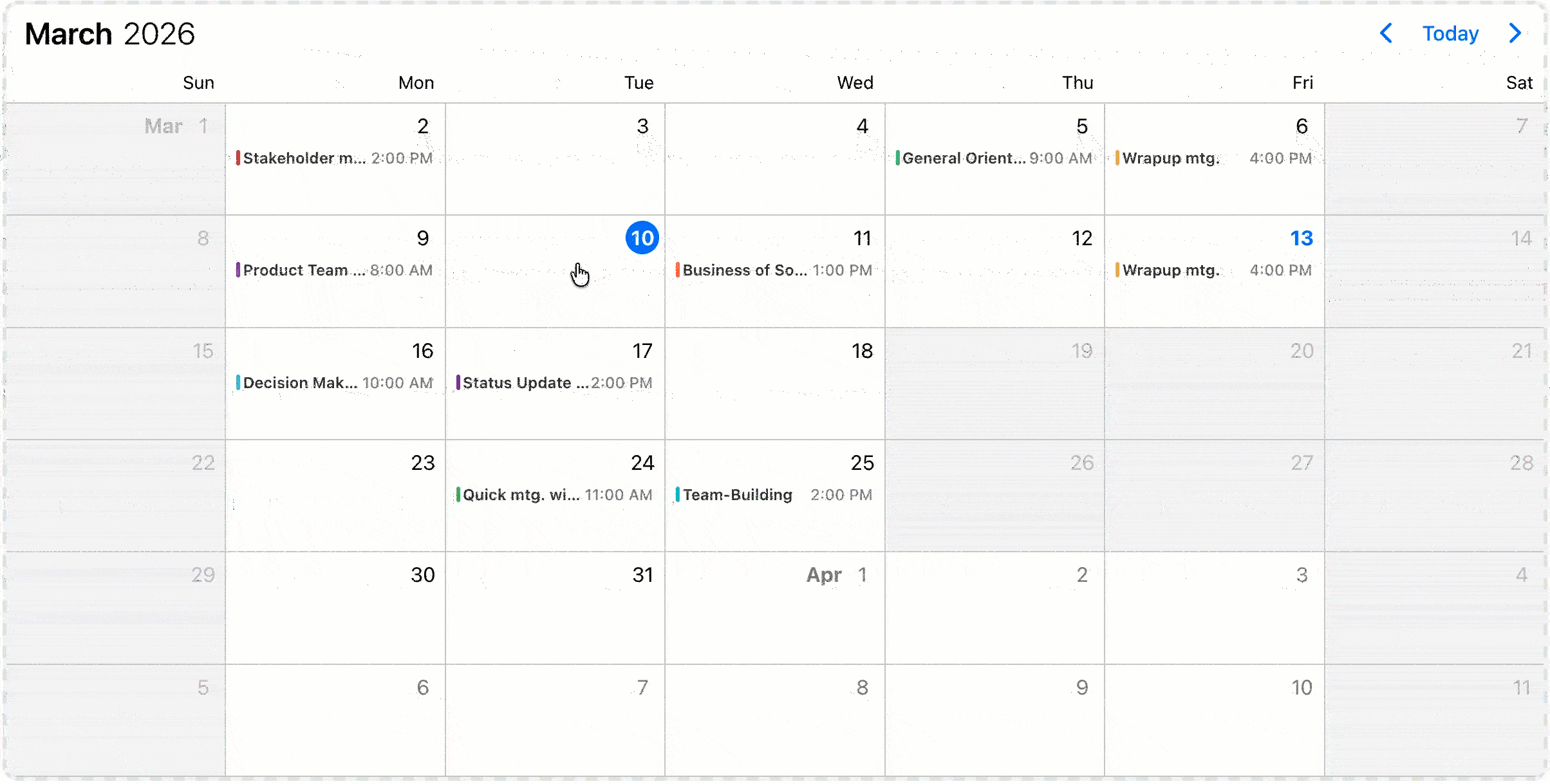 Eventcalendar blocked out dates